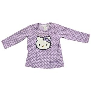 H&M Hello Kitty Baby Girls Purple Long Sleeve Bow Print Graphic Tee 3-4-6 m